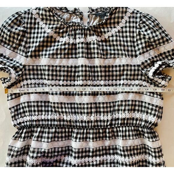 J.Crew Women's Daisy-Chain Peplum Top in Gingham in Black & White - Size L - Picture 13 of 15